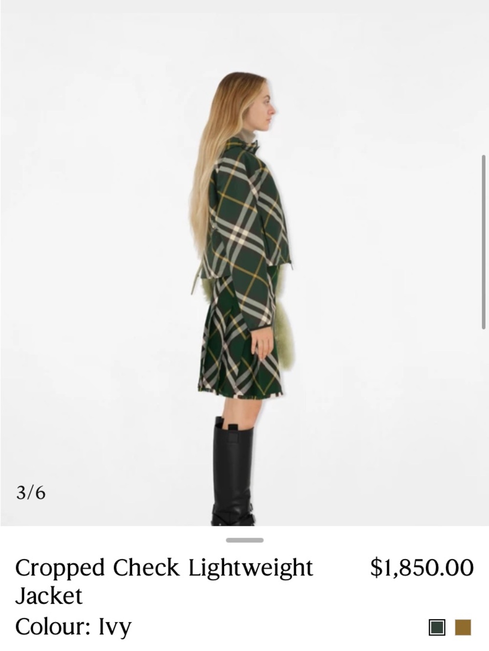 Burberry Cropped Check Ivy Green Plaid Hooded lightweight Jacket Coat - Picture 8 of 8